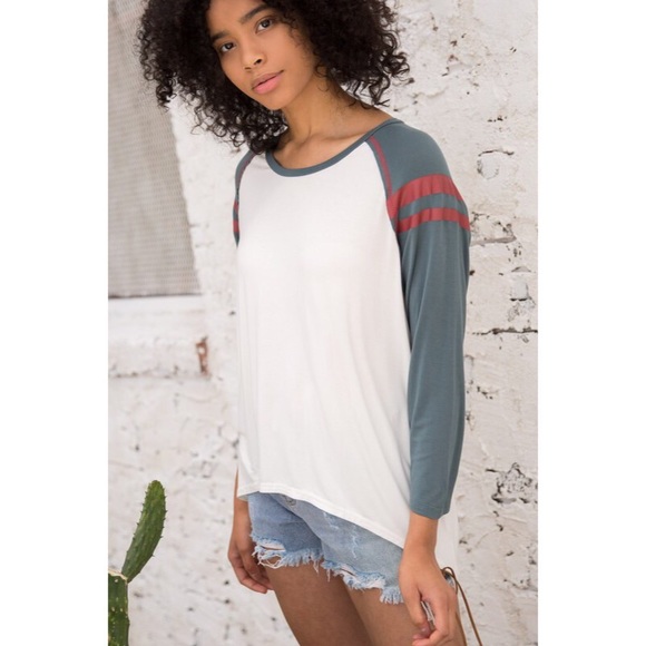 Haylie Striped Baseball Tee - Picture 4 of 5